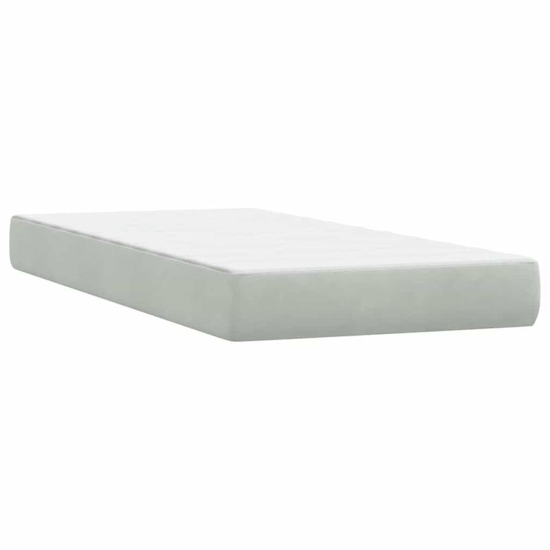 Casa si Gradina - Mobilier - Paturi si accesorii - Paturi - Pat box spring cu saltea, gri deschis, 80x220 cm, catifea - Infinity.ro