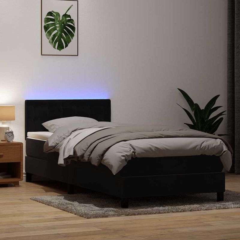 Casa si Gradina - Mobilier - Paturi si accesorii - Paturi - Pat box spring cu saltea, negru, 90x210 cm, catifea - Infinity.ro