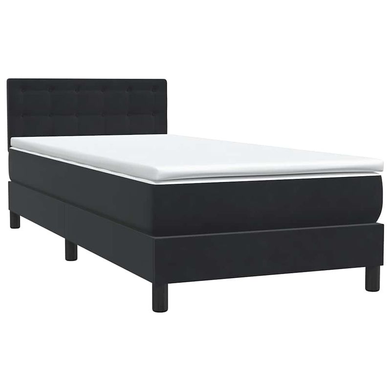 Casa si Gradina - Mobilier - Paturi si accesorii - Paturi - Pat box spring cu saltea, negru, 90x210 cm, catifea - Infinity.ro