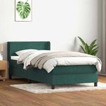 Casa si Gradina - Mobilier - Paturi si accesorii - Paturi - Pat box spring cu saltea, verde inchis, 80x220 cm, catifea - Infinity.ro