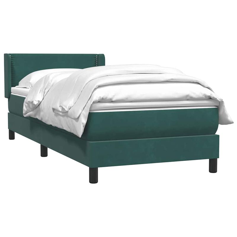 Casa si Gradina - Mobilier - Paturi si accesorii - Paturi - Pat box spring cu saltea, verde inchis, 80x220 cm, catifea - Infinity.ro