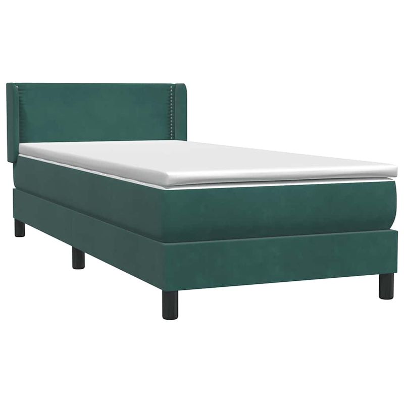 Casa si Gradina - Mobilier - Paturi si accesorii - Paturi - Pat box spring cu saltea, verde inchis, 80x220 cm, catifea - Infinity.ro