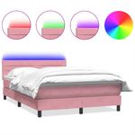 Casa si Gradina - Mobilier - Paturi si accesorii - Paturi - Pat box spring cu saltea, roz, 140x210 cm, catifea - Infinity.ro