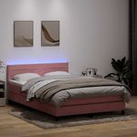 Casa si Gradina - Mobilier - Paturi si accesorii - Paturi - Pat box spring cu saltea, roz, 140x210 cm, catifea - Infinity.ro