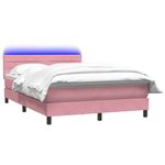 Casa si Gradina - Mobilier - Paturi si accesorii - Paturi - Pat box spring cu saltea, roz, 140x210 cm, catifea - Infinity.ro