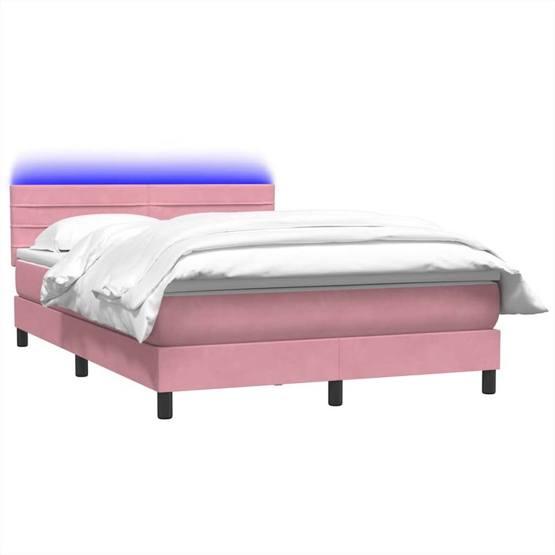 Casa si Gradina - Mobilier - Paturi si accesorii - Paturi - Pat box spring cu saltea, roz, 140x210 cm, catifea - Infinity.ro