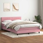 Casa si Gradina - Mobilier - Paturi si accesorii - Paturi - Pat box spring cu saltea, roz, 140x210 cm, catifea - Infinity.ro