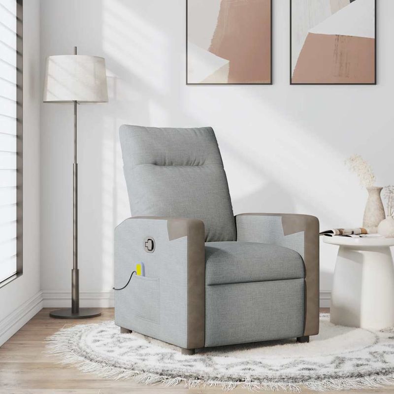 Ingrijire personala si Cosmetice - Sanatate si wellness - Articole wellness - Fotolii de masaj - Fotoliu de masaj rabatabil, gri deschis, textil - Infinity.ro