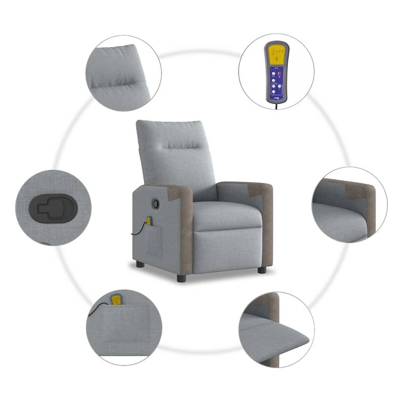 Ingrijire personala si Cosmetice - Sanatate si wellness - Articole wellness - Fotolii de masaj - Fotoliu de masaj rabatabil, gri deschis, textil - Infinity.ro