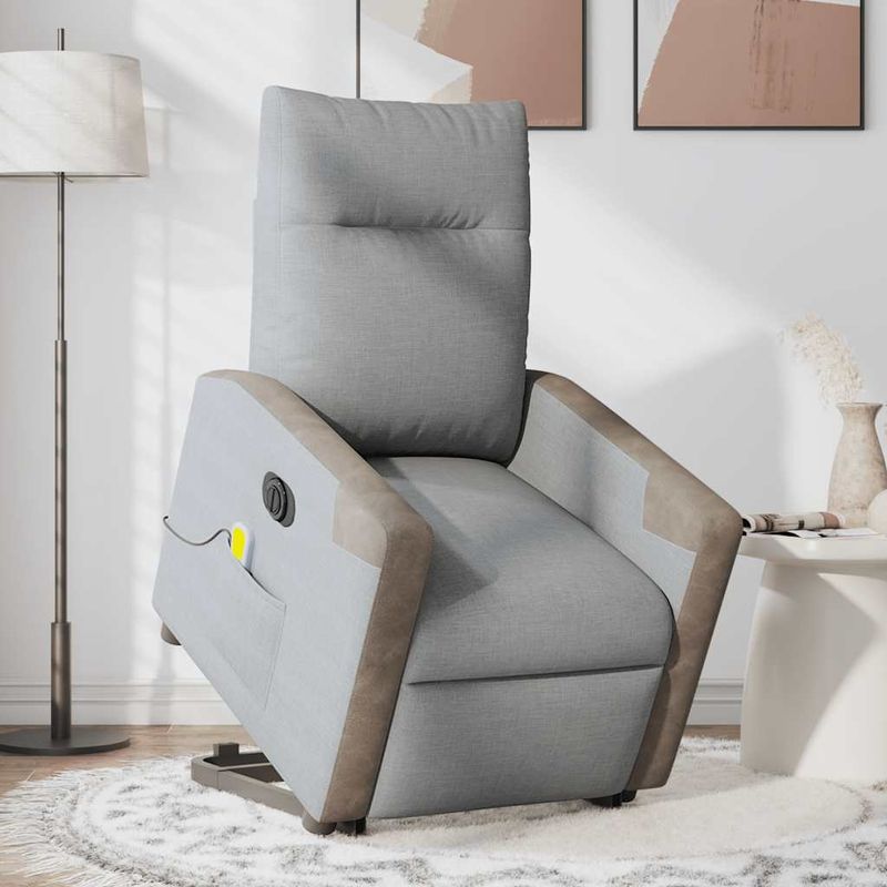 Ingrijire personala si Cosmetice - Sanatate si wellness - Articole wellness - Fotolii de masaj - Fotoliu electric masaj rabatabil cu ridicare, gri inchis textil - Infinity.ro