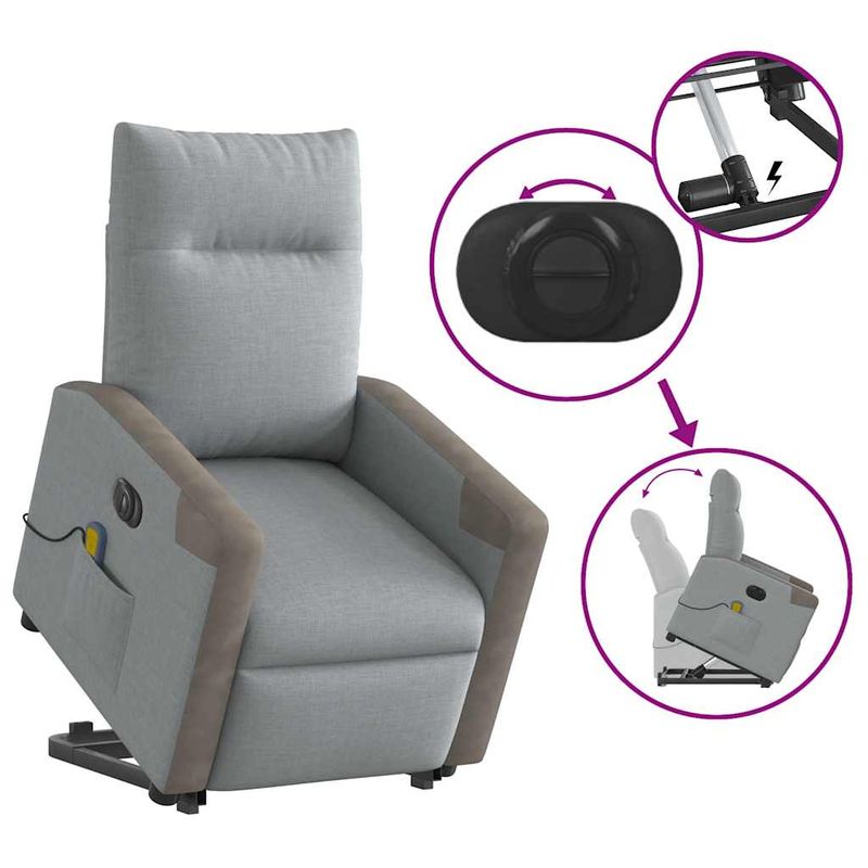 Ingrijire personala si Cosmetice - Sanatate si wellness - Articole wellness - Fotolii de masaj - Fotoliu electric masaj rabatabil cu ridicare, gri inchis textil - Infinity.ro