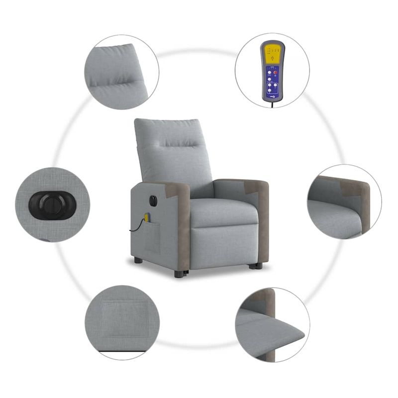 Ingrijire personala si Cosmetice - Sanatate si wellness - Articole wellness - Fotolii de masaj - Fotoliu electric masaj rabatabil cu ridicare, gri inchis textil - Infinity.ro