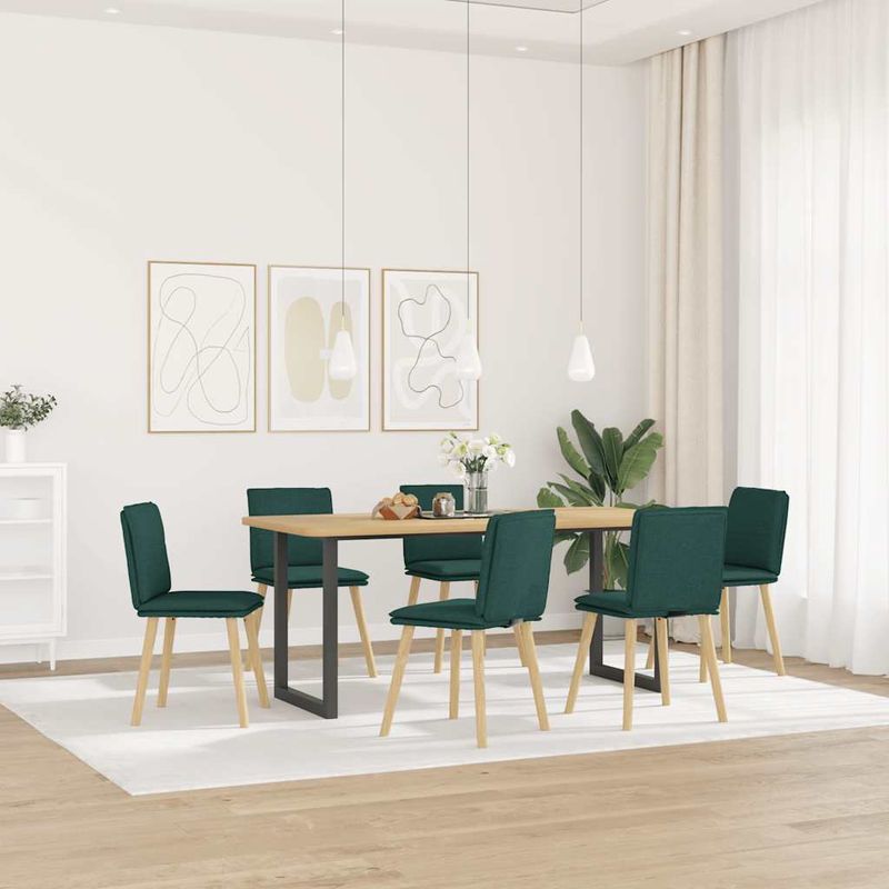 Casa si Gradina - Mobilier - Scaune si fotolii - Scaune - Scaune de bucatarie, 6 buc., verde inchis, material textil - Infinity.ro