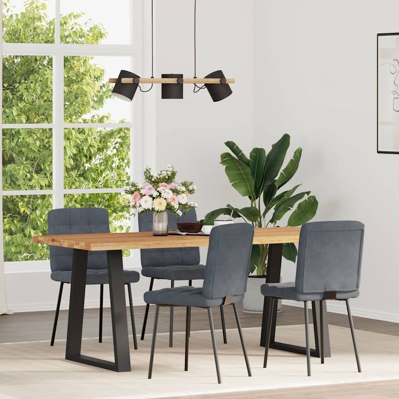 Casa si Gradina - Mobilier - Scaune si fotolii - Scaune - Scaune de bucatarie, 4 buc., gri inchis, catifea - Infinity.ro