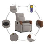 Ingrijire personala si Cosmetice - Sanatate si wellness - Articole wellness - Fotolii de masaj - Fotoliu electric masaj rabatabil cu ridicare, gri taupe, textil - Infinity.ro