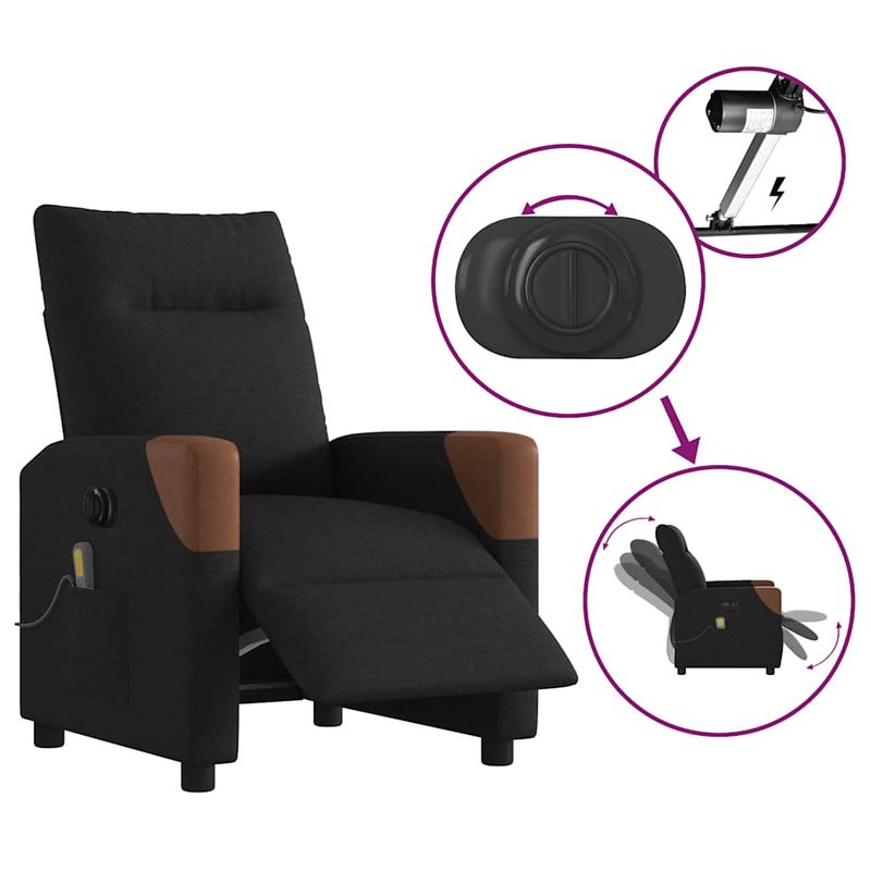 Ingrijire personala si Cosmetice - Sanatate si wellness - Articole wellness - Fotolii de masaj - Fotoliu electric de masaj rabatabil, negru, textil - Infinity.ro
