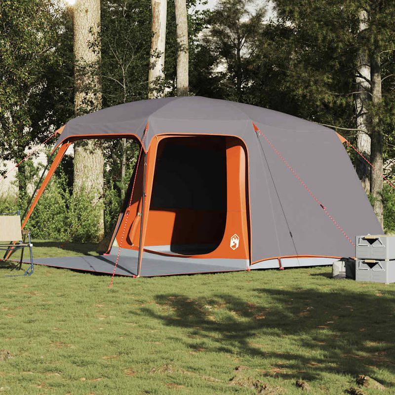 Sport si Outdoor - Camping - Corturi camping - Cort de camping cu dom veranda pentru 5 persoane, impermeabil, gri și portocaliu - Infinity.ro
