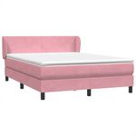 Casa si Gradina - Mobilier - Paturi si accesorii - Paturi - Pat box spring cu saltea, roz, 160x220 cm, catifea - Infinity.ro