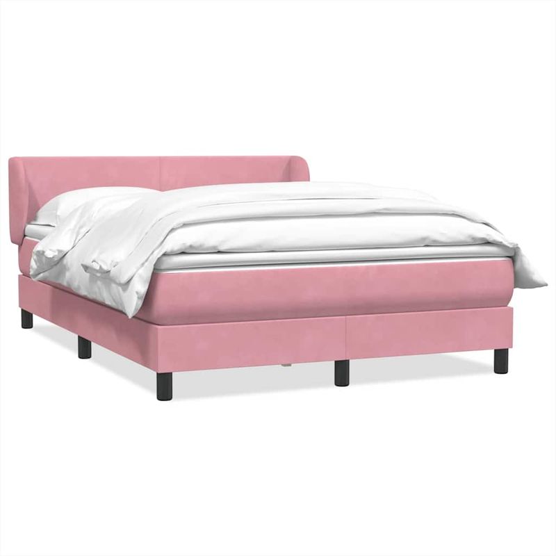 Casa si Gradina - Mobilier - Paturi si accesorii - Paturi - Pat box spring cu saltea, roz, 160x220 cm, catifea - Infinity.ro