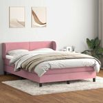 Casa si Gradina - Mobilier - Paturi si accesorii - Paturi - Pat box spring cu saltea, roz, 160x220 cm, catifea - Infinity.ro