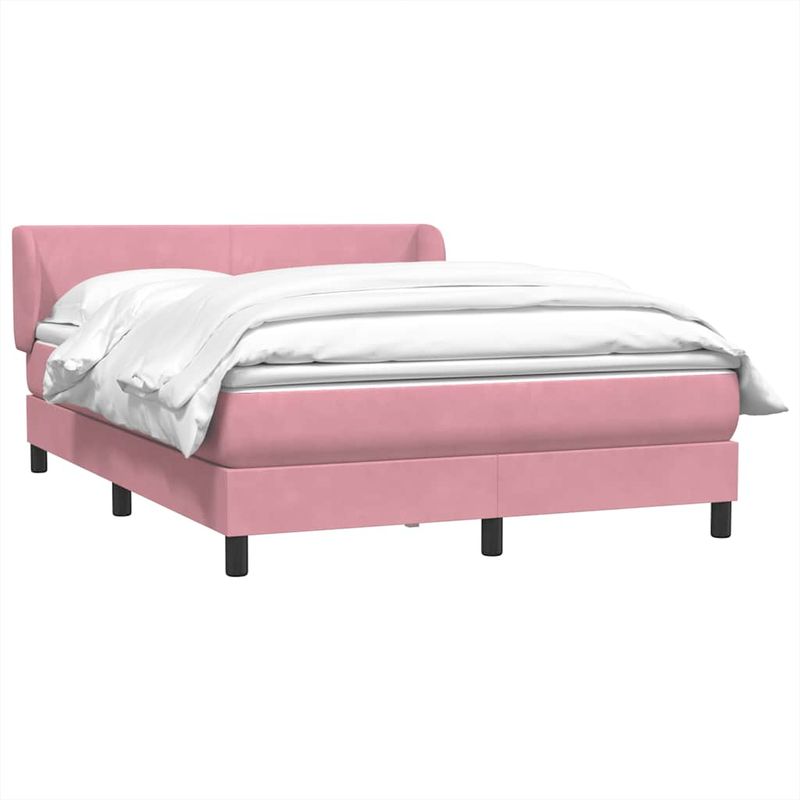Casa si Gradina - Mobilier - Paturi si accesorii - Paturi - Pat box spring cu saltea, roz, 160x220 cm, catifea - Infinity.ro