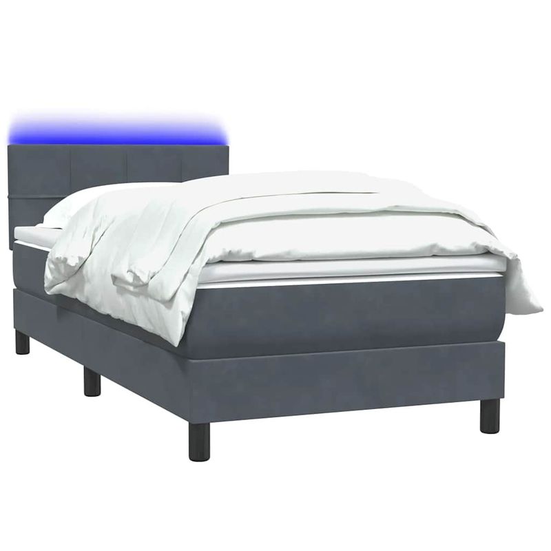 Casa si Gradina - Mobilier - Paturi si accesorii - Paturi - Pat box spring cu saltea, gri inchis, 80x210 cm, catifea - Infinity.ro