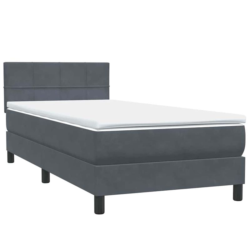 Casa si Gradina - Mobilier - Paturi si accesorii - Paturi - Pat box spring cu saltea, gri inchis, 80x210 cm, catifea - Infinity.ro