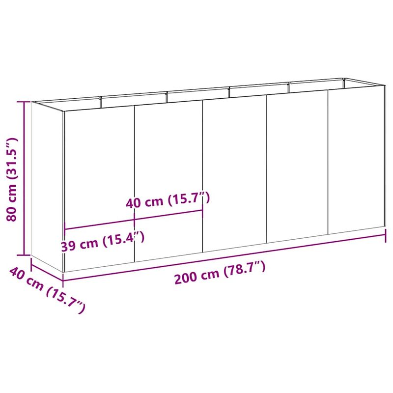 Casa si Gradina - Gradinarit si plante - Plante si ghivece - Ghivece si suporturi - Jardiniera Antracit 200x40x80 cm Otel laminat la rece - Infinity.ro