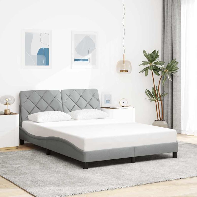 Casa si Gradina - Mobilier - Paturi si accesorii - Paturi - Cadru de pat fara saltea, gri deschis, 140x190 cm, textil - Infinity.ro