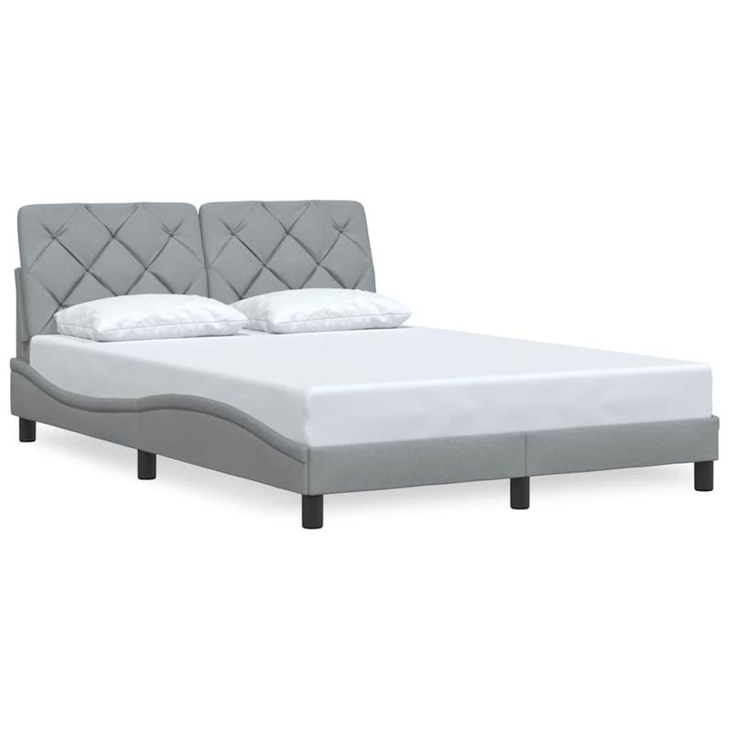 Casa si Gradina - Mobilier - Paturi si accesorii - Paturi - Cadru de pat fara saltea, gri deschis, 140x190 cm, textil - Infinity.ro