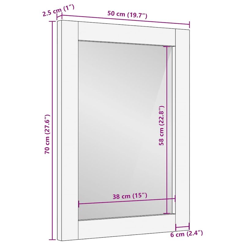 Casa si Gradina - Mobilier - Mobilier baie - Oglinzi baie - Oglinda de baie maro 50x70x3 cm lemn masiv de mango - Infinity.ro