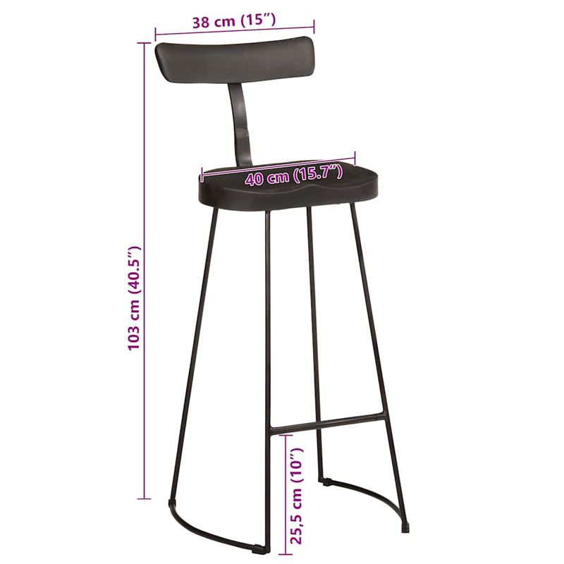 Casa si Gradina - Mobilier - Scaune si fotolii - Scaune - Scaune de bar 2 buc Negru 49x43x103 cm Lemn masiv Mango - Infinity.ro