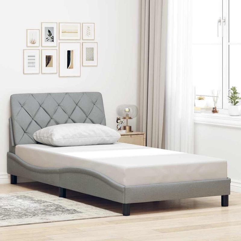 Casa si Gradina - Mobilier - Paturi si accesorii - Paturi - Cadru de pat fara saltea, gri deschis, 100x200 cm, textil - Infinity.ro
