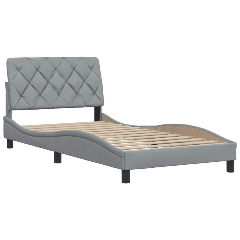 Casa si Gradina - Mobilier - Paturi si accesorii - Paturi - Cadru de pat fara saltea, gri deschis, 100x200 cm, textil - Infinity.ro