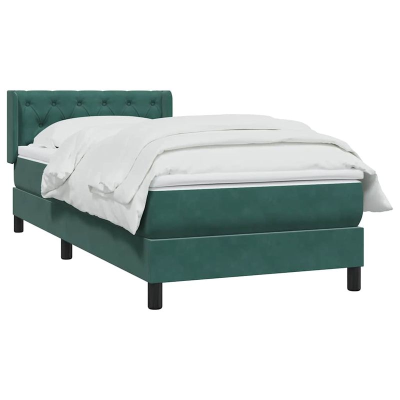 Casa si Gradina - Mobilier - Paturi si accesorii - Paturi - Pat box spring cu saltea, verde inchis, 80x220 cm, catifea - Infinity.ro