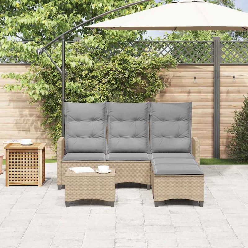 Casa si Gradina - Gradina si terasa - Mobilier exterior - Seturi mobila gradina - Set canapea gradina 3 piese cu perne forma L, polirattan bej, bej și gri - Infinity.ro
