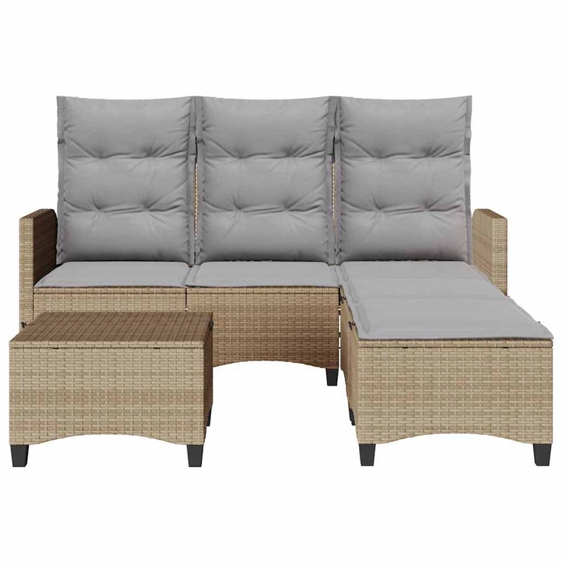 Casa si Gradina - Gradina si terasa - Mobilier exterior - Seturi mobila gradina - Set canapea gradina 3 piese cu perne forma L, polirattan bej, bej și gri - Infinity.ro