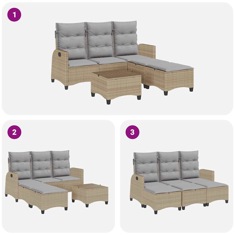 Casa si Gradina - Gradina si terasa - Mobilier exterior - Seturi mobila gradina - Set canapea gradina 3 piese cu perne forma L, polirattan bej, bej și gri - Infinity.ro