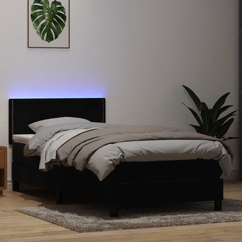 Casa si Gradina - Mobilier - Paturi si accesorii - Paturi - Pat box spring cu saltea, negru, 90x210 cm, catifea - Infinity.ro