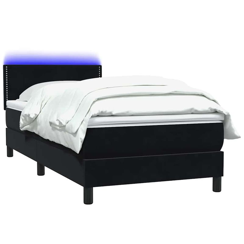 Casa si Gradina - Mobilier - Paturi si accesorii - Paturi - Pat box spring cu saltea, negru, 90x210 cm, catifea - Infinity.ro