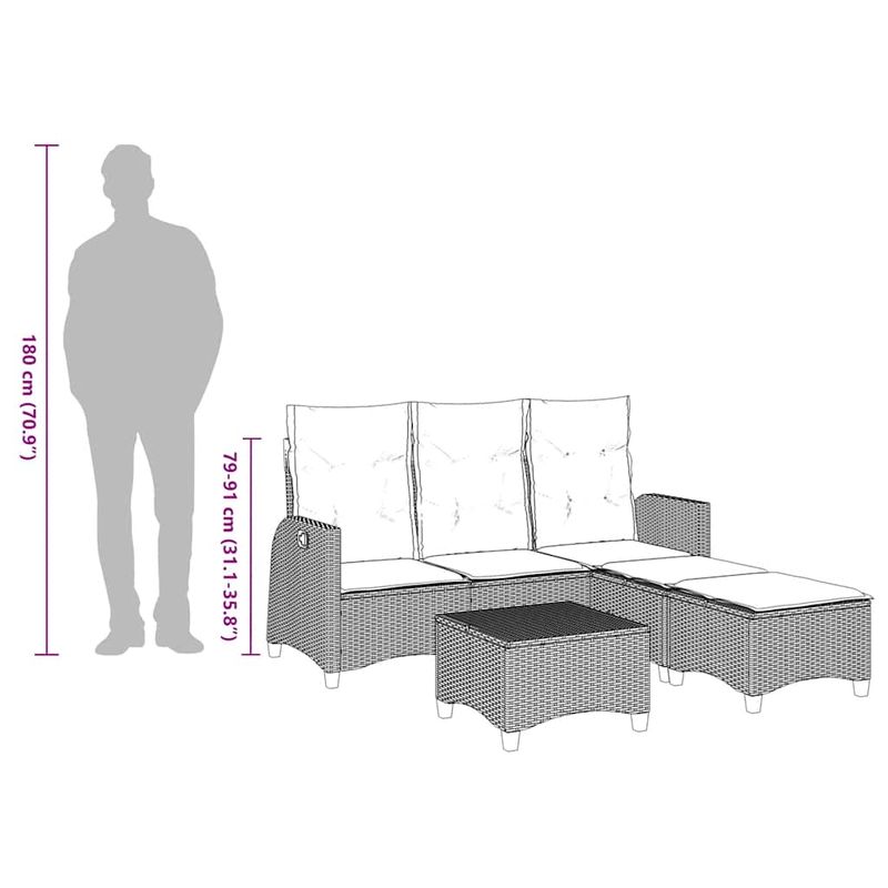 Casa si Gradina - Gradina si terasa - Mobilier exterior - Seturi mobila gradina - Set canapea gradina 3 piese cu perne forma L, polirattan bej, bej și gri - Infinity.ro