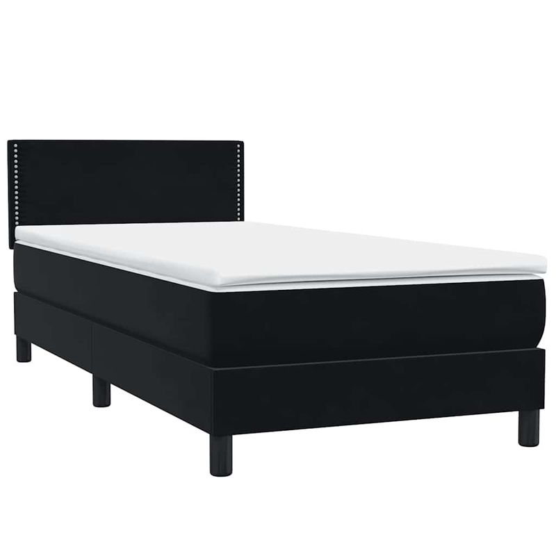 Casa si Gradina - Mobilier - Paturi si accesorii - Paturi - Pat box spring cu saltea, negru, 90x210 cm, catifea - Infinity.ro