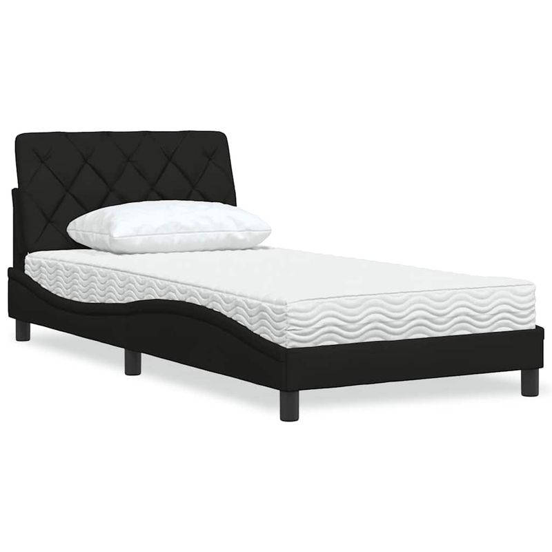 Casa si Gradina - Mobilier - Paturi si accesorii - Paturi - Pat cu saltea, negru, 100x200 cm, textil - Infinity.ro
