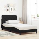 Casa si Gradina - Mobilier - Paturi si accesorii - Paturi - Pat cu saltea, negru, 100x200 cm, textil - Infinity.ro