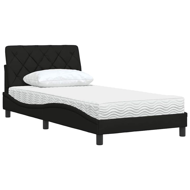 Casa si Gradina - Mobilier - Paturi si accesorii - Paturi - Pat cu saltea, negru, 100x200 cm, textil - Infinity.ro