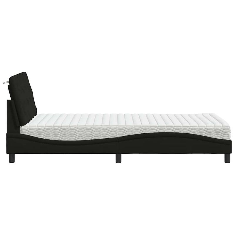 Casa si Gradina - Mobilier - Paturi si accesorii - Paturi - Pat cu saltea, negru, 100x200 cm, textil - Infinity.ro