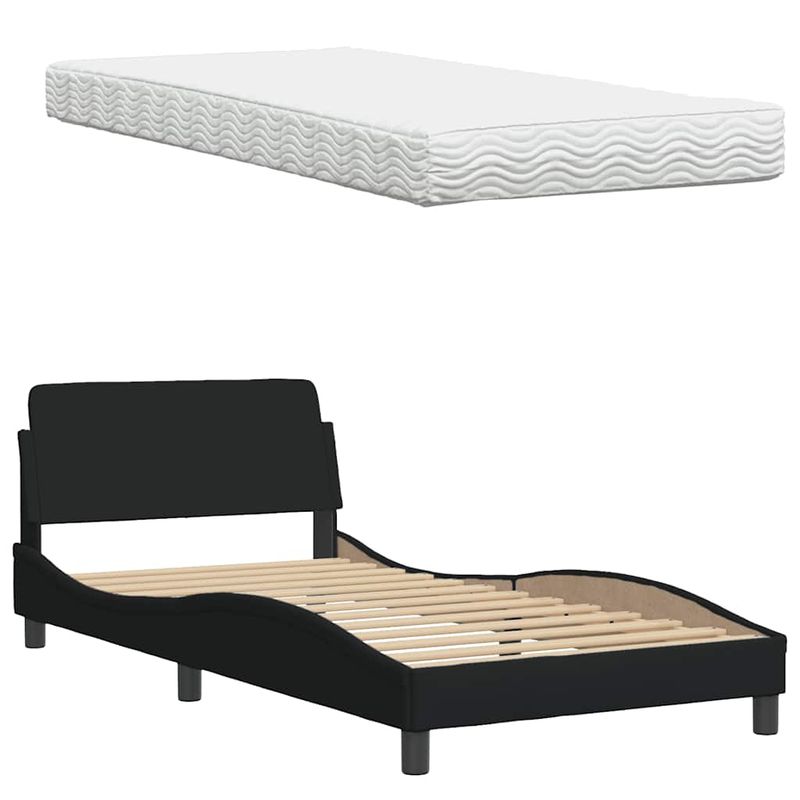 Casa si Gradina - Mobilier - Paturi si accesorii - Paturi - Pat cu saltea, negru, 100x200 cm, textil - Infinity.ro