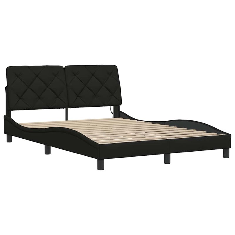 Casa si Gradina - Mobilier - Paturi si accesorii - Paturi - Cadru de pat cu LED fara saltea Negru 120x200 cm Stofa - Infinity.ro