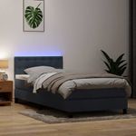 Casa si Gradina - Mobilier - Paturi si accesorii - Paturi - Pat box spring cu saltea, gri inchis, 90x220 cm, catifea - Infinity.ro