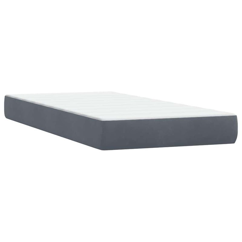 Casa si Gradina - Mobilier - Paturi si accesorii - Paturi - Pat box spring cu saltea, gri inchis, 90x220 cm, catifea - Infinity.ro
